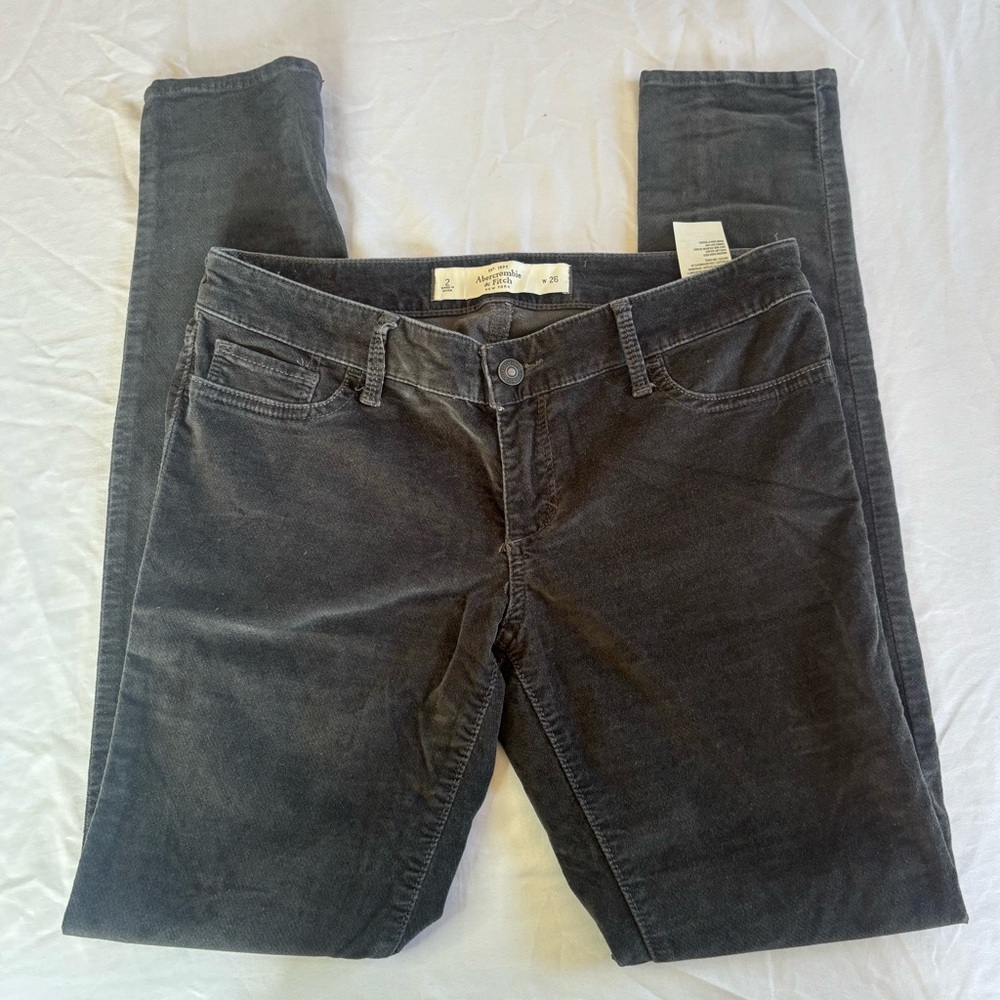 Abercrombie & Fitch Black Brown Velvet Skinny Pants